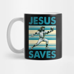 Baseball Jesus Saves Vintage Mug